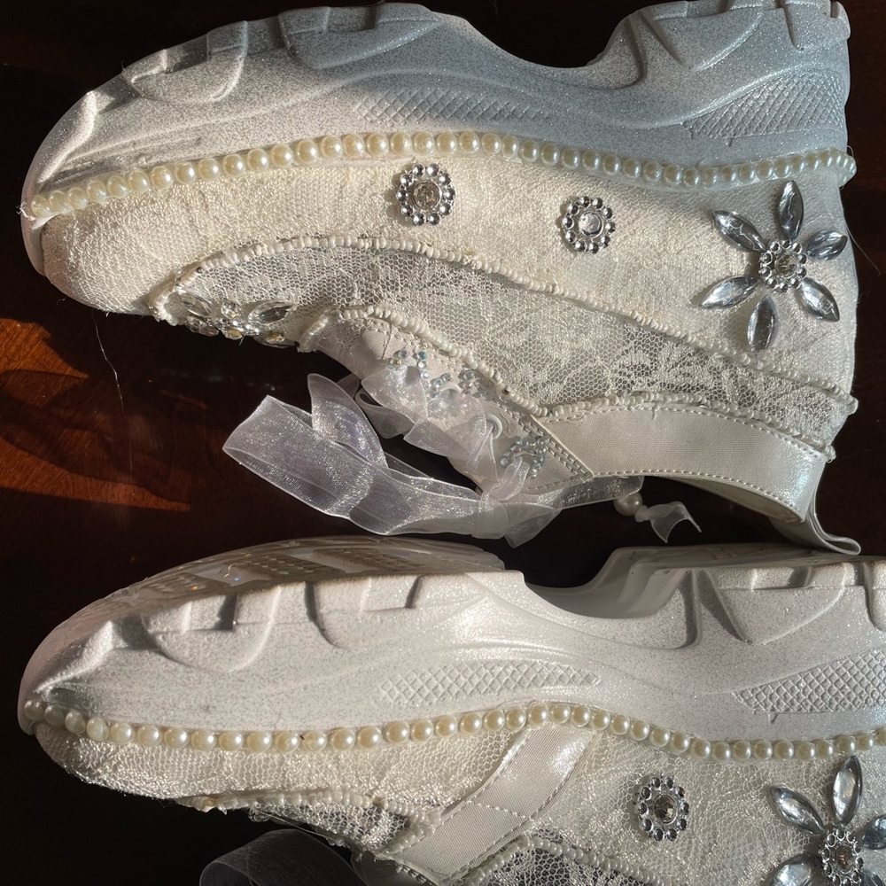 Embellished Platform Shoes, Bridal Wedding Sneakers, View 3